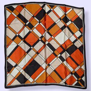 V. Red-Orange Satin Acetate Scarf